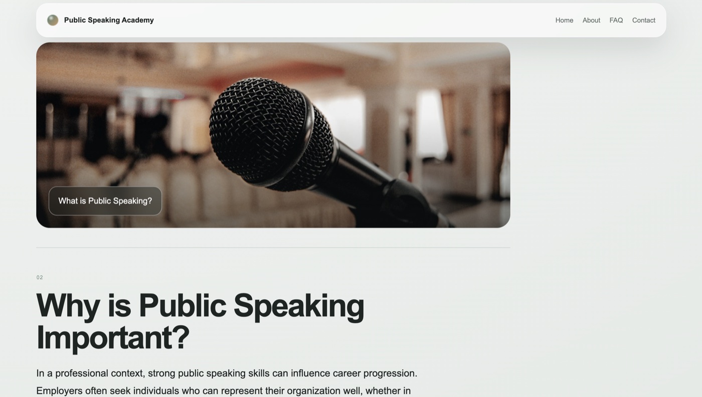 White Page example — visual article site